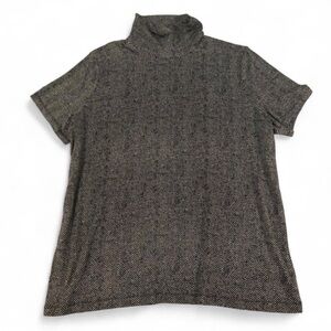 Ralph Lauren Black and Gray Short Sleeve Top Mock Turtleneck 1X